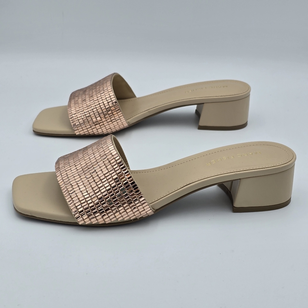 Marc Fisher Casaly Block Heel Slide Sandals, Light Beige/Rose Gold, Women's 8.5M - Picture 7 of 16